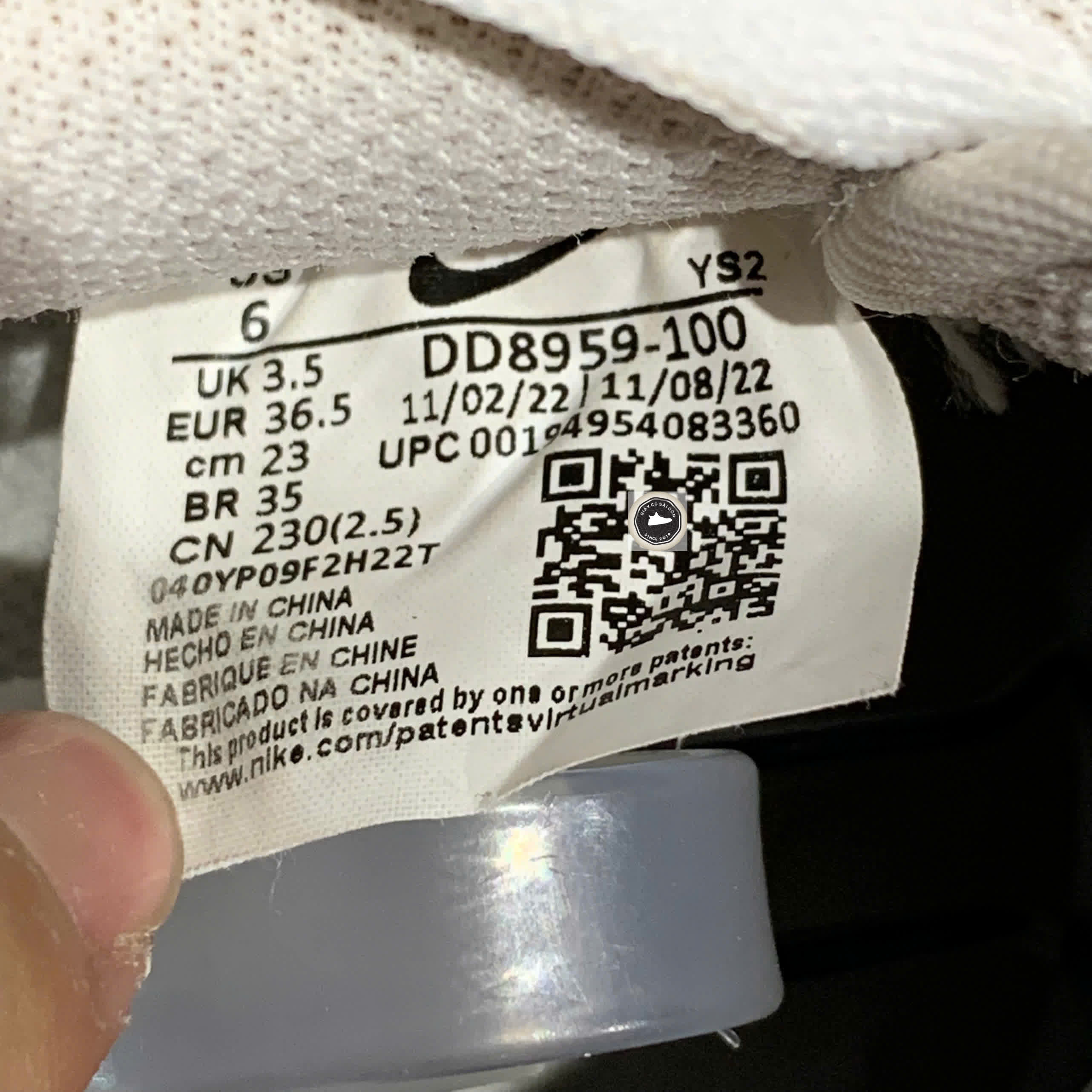 🔥 Giày Nike Air Force 1 Low All White W DD8959‑100 – SIZE 36.5 – PVN23814 – CHÍNH HÃNG