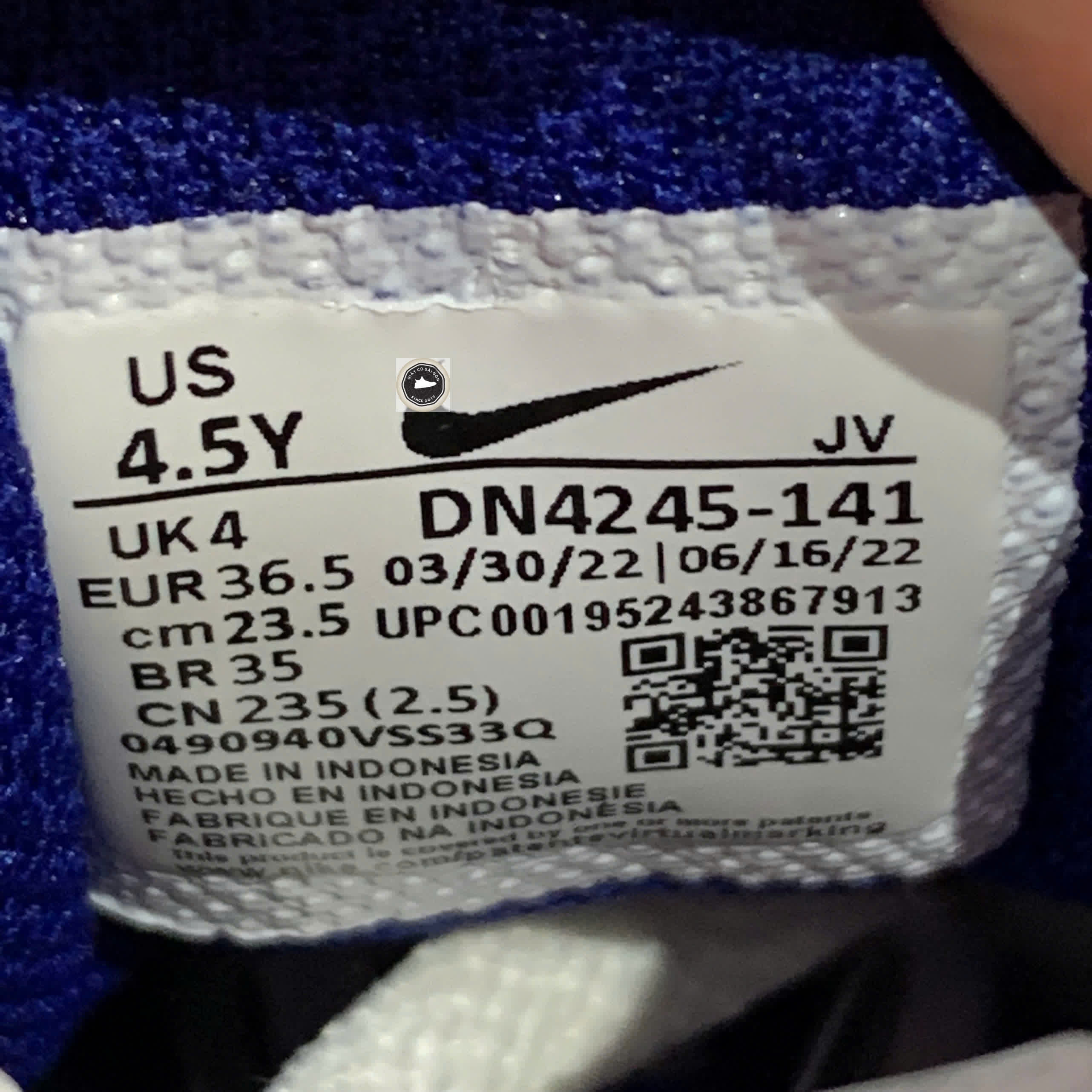 🔥 NIKE COURT BOROUGH LOW “WHITE/BLUE/ORANGE” – SIZE 36.5 – PVN23864 – CHÍNH HÃNG