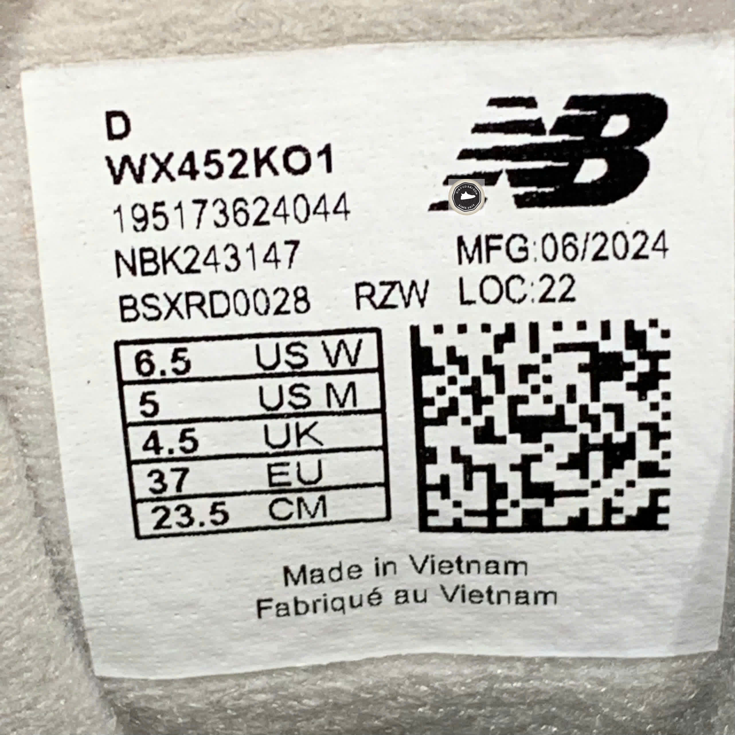 🔥 NEW BALANCE 452 ‘GREY WHITE’ – SIZE 37 – PVN23794 – CHÍNH HÃNG