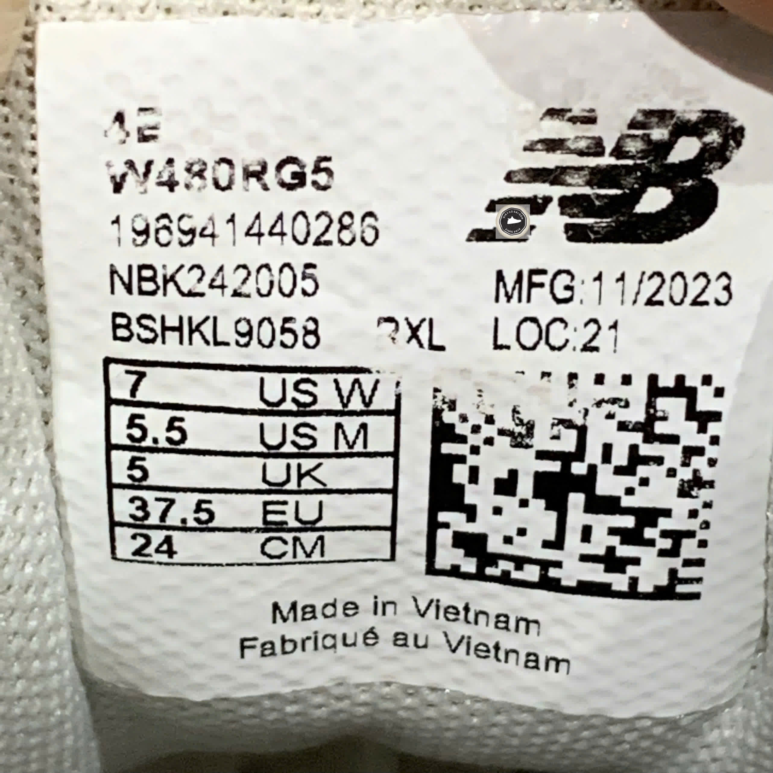 🔥 New Balance 480 Running Shoes 'White Grey' W480RG5 – SIZE 37.5 – PVN23959 – CHÍNH HÃNG