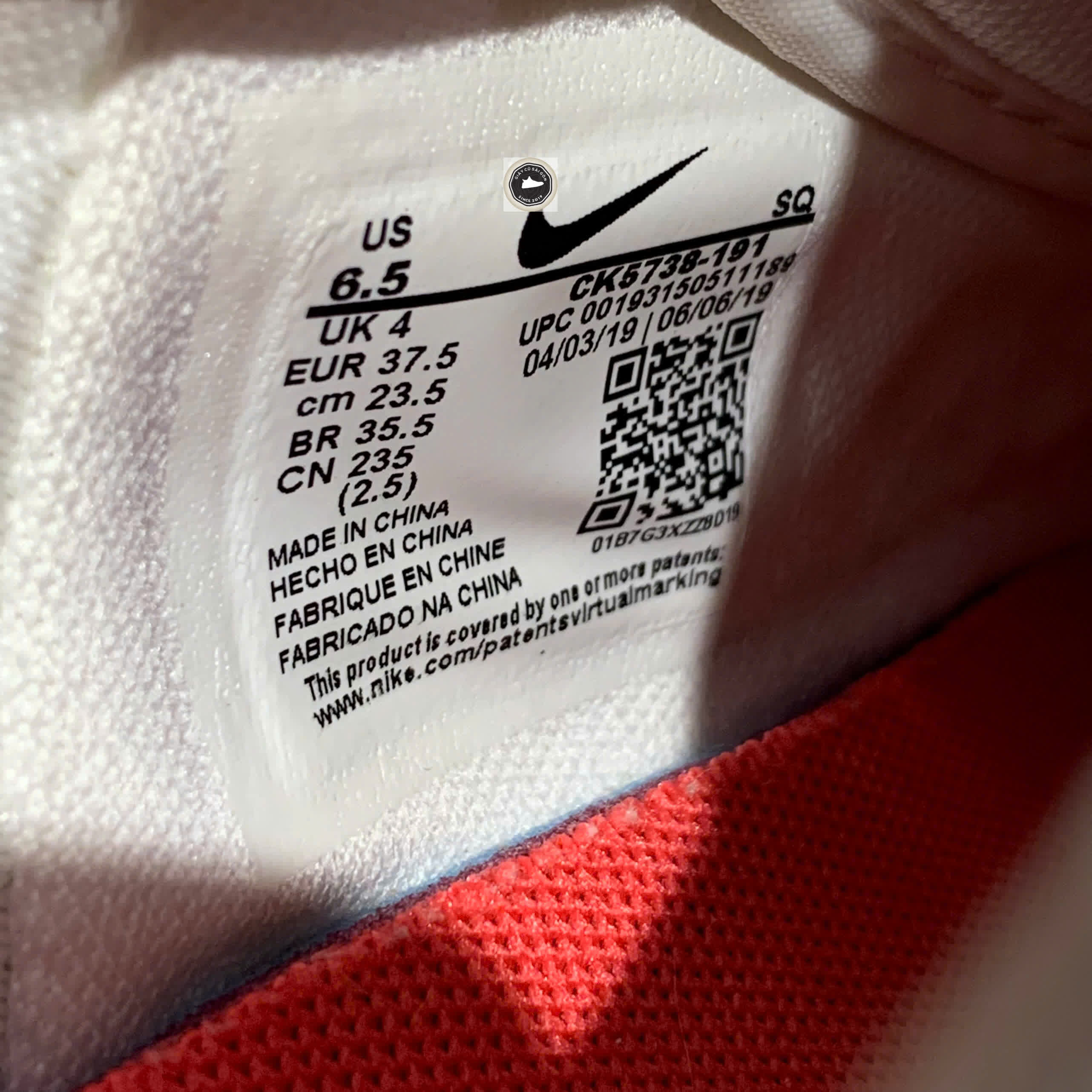 🔥 NIKE AIR FORCE 1 JESTER XX FIBA CHINA EXCLUSIVE – CK5738-191 – SIZE 37.5 – PVN23980 – CHÍNH HÃNG