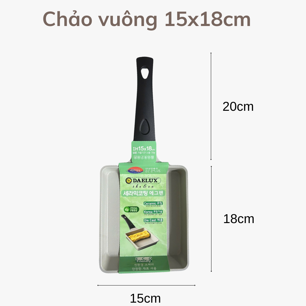 [Urbox] Chảo chống dính đáy từ The Eco phủ ceramic – Đủ loại vuông, sâu, cạn | Dùng được mọi loại bếp