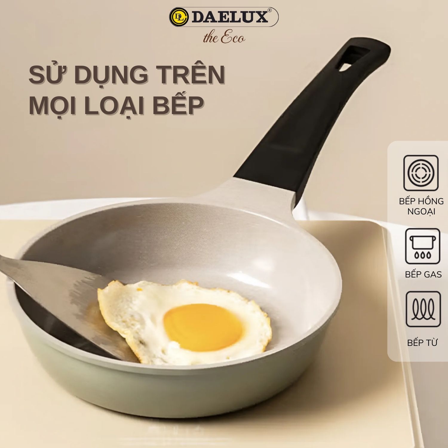 [MUA 1 TẶNG 1] Chảo Cạn Ceramic Đáy Từ The Eco 18cm Chống Dính Bền Đẹp - FREESHIP toàn quốc