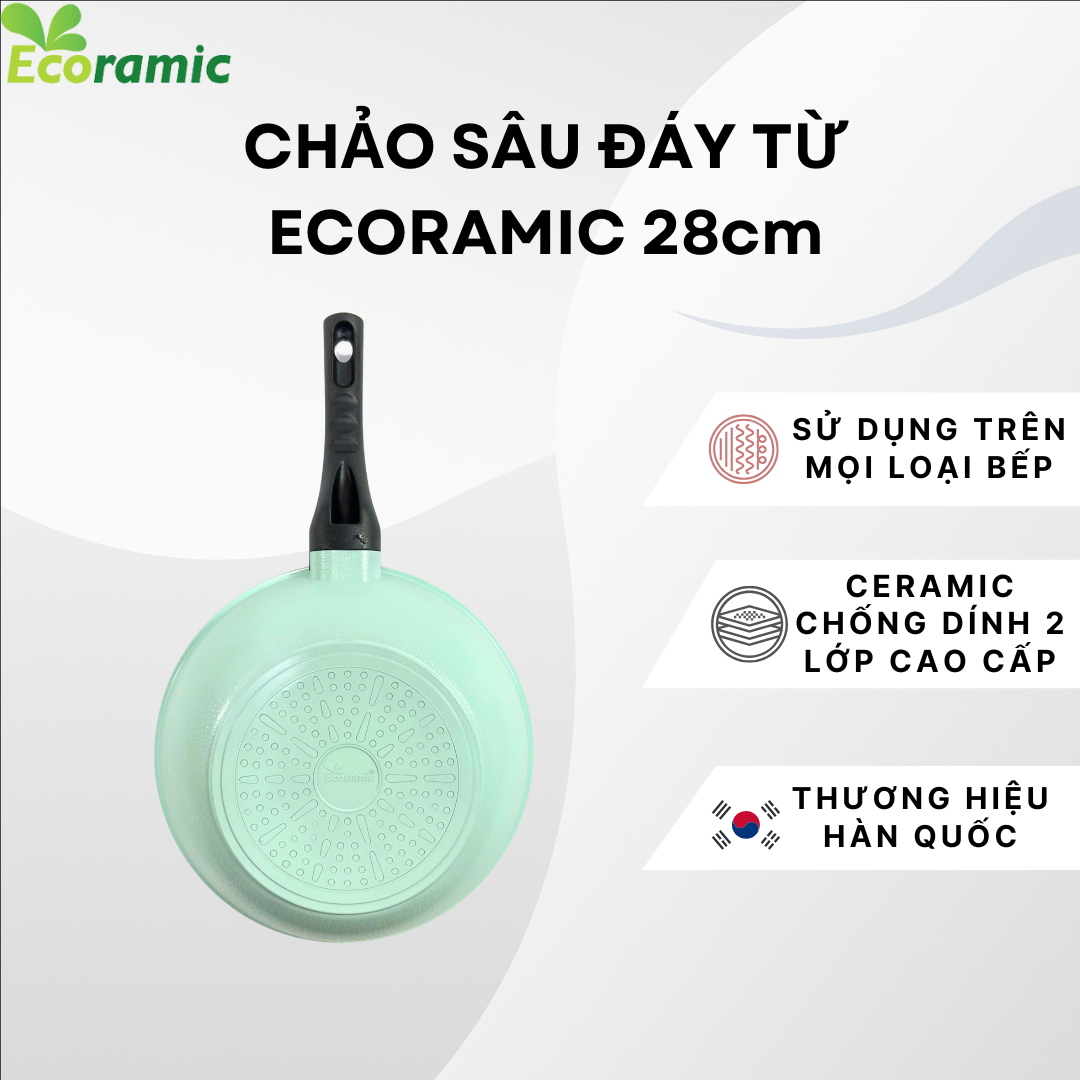 Chảo Sâu Lòng Đáy Từ Cao Cấp Ecoramic ECWKIH-ST28