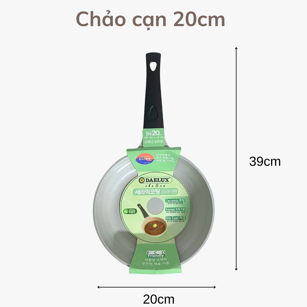 Chảo chống dính đáy từ The Eco phủ ceramic – Đủ loại vuông, sâu, cạn | Dùng được mọi loại bếp