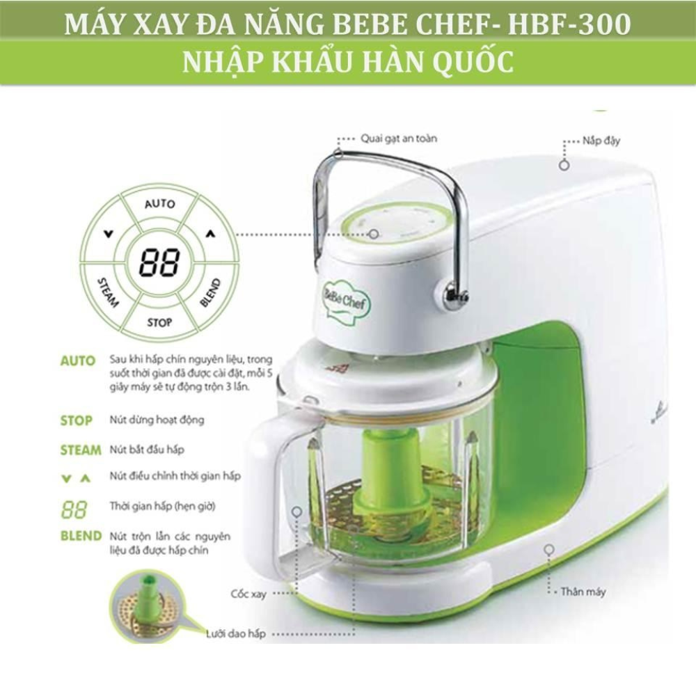[Urbox] Máy xay và nấu thức ăn dặm cho trẻ cực tiện dụng và cao cấp Hanil HBF-300 Made in Korea, Bảo hành 1 năm