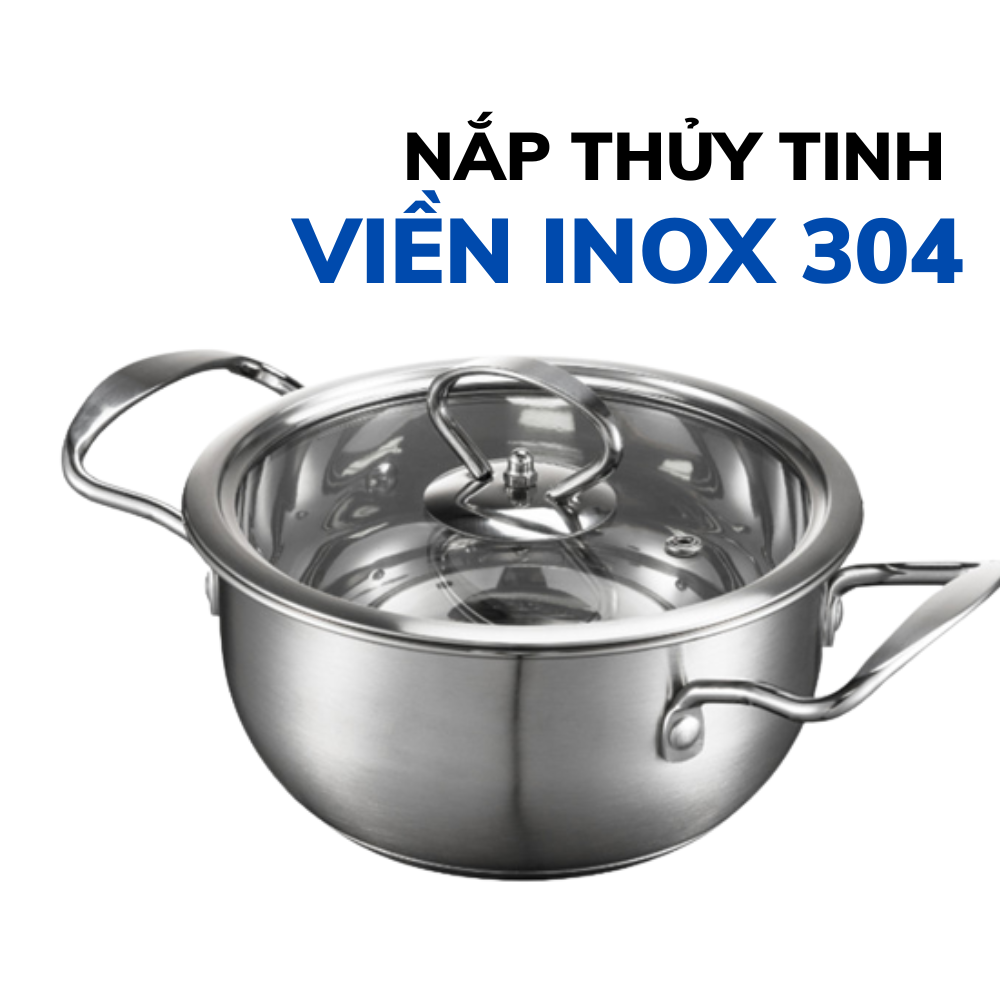 Nồi Inox 304 đáy từ 5 lớp nắp thủy tinh cường lực cao cấp siêu bền Daelux DXSP-20