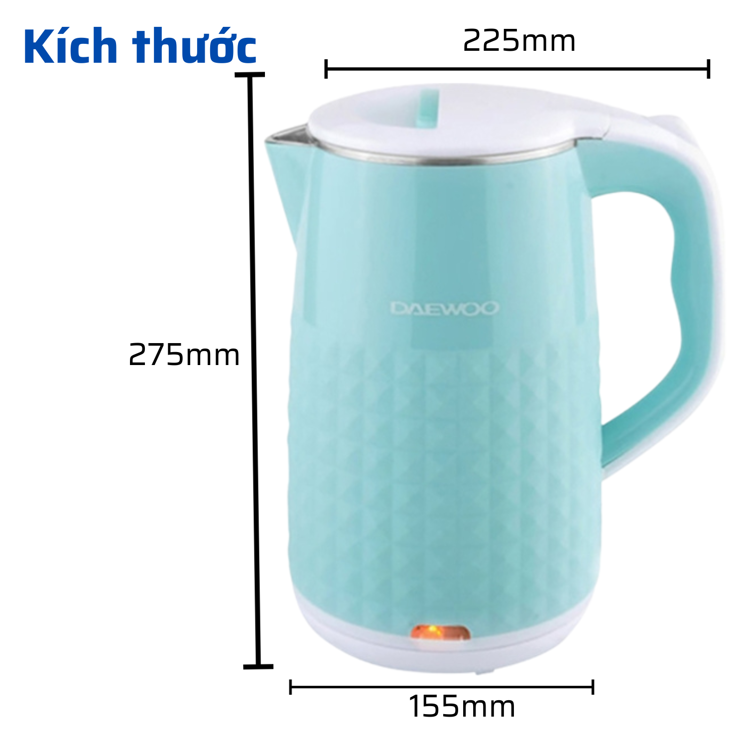 [Urbox] Ấm siêu tốc Daewoo DEK-MF170 1.7l công suất lớn 1500w nhanh sôi, bảo hành 12 tháng