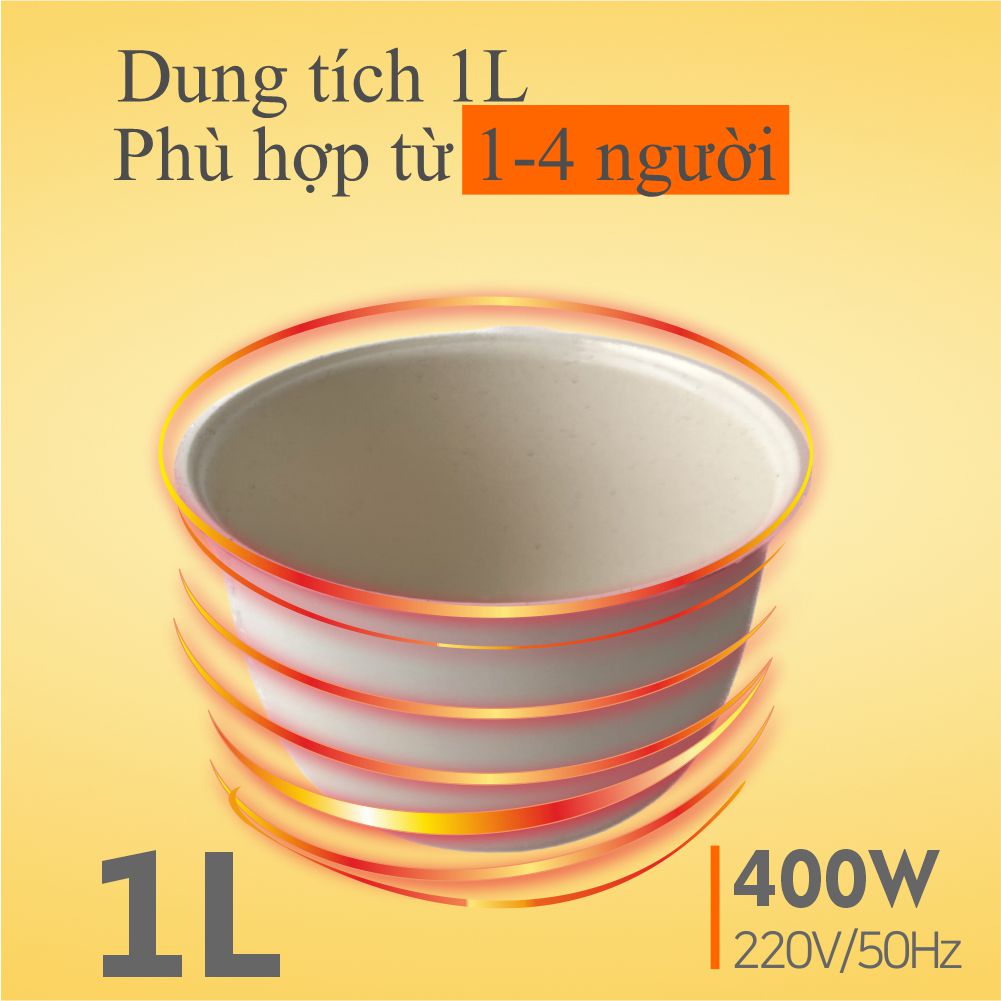 Nồi cơm điện đa chức năng 1L Daewoo DWRC-Y201 công suất 400W, bảo hành 12 tháng