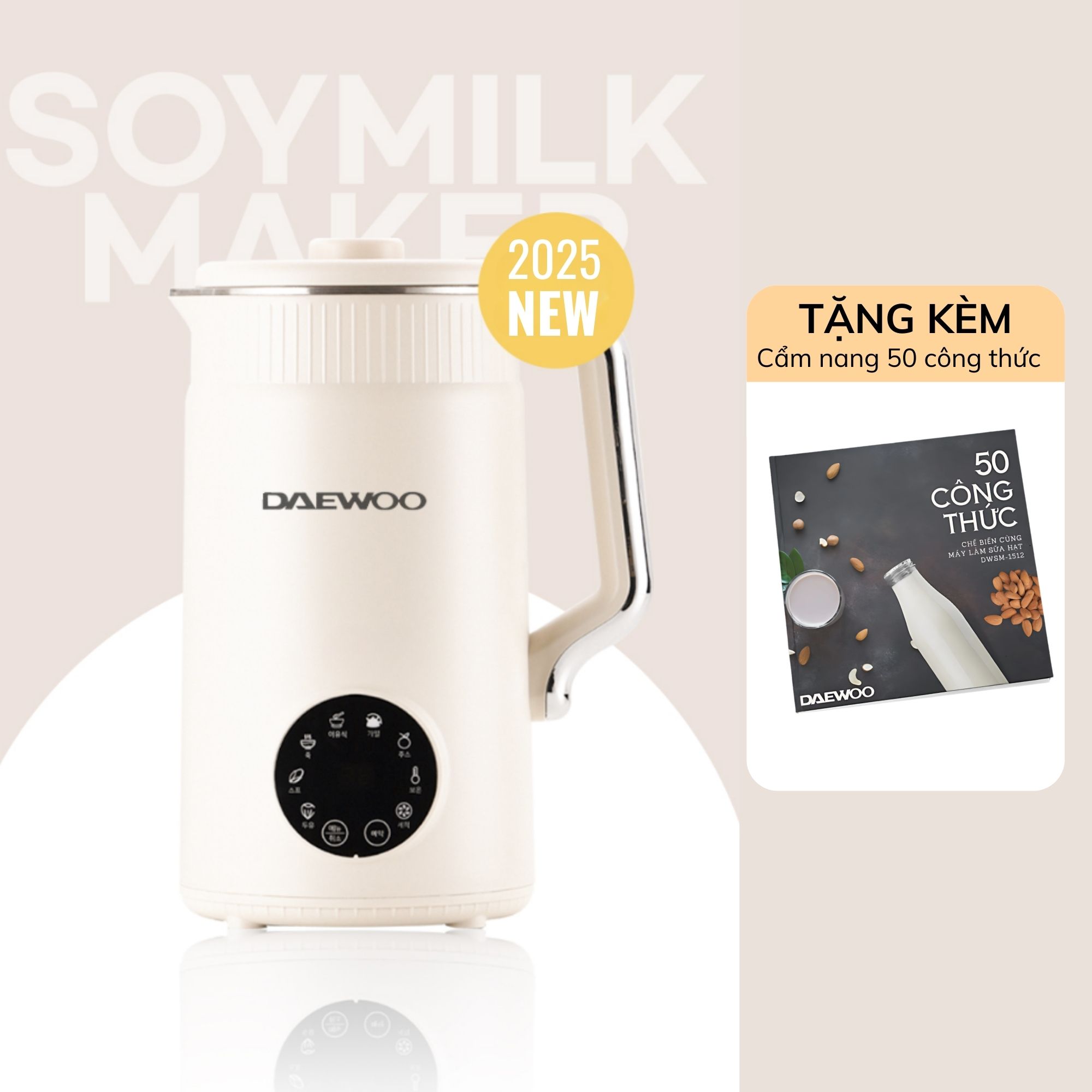 Máy Làm Sữa Hạt Daewoo 1.2L, tặng Cẩm Nang 50 Công Thức - Máy Xay Nấu Đa Năng BH 2 năm