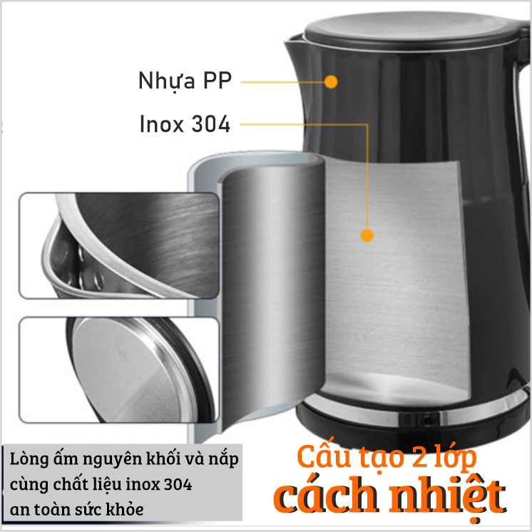 Ấm đun siêu tốc Daewoo 1.7L DWK-17DGT điều khiển cảm ứng LED, chỉnh nhiều mức nhiệt, giữ nhiệt, bảo hành 2 năm