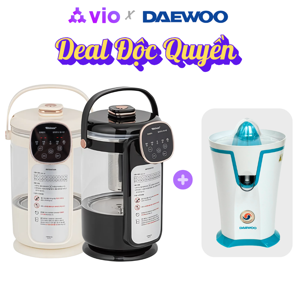 [COMBO 2] Bình Đun Đa Năng 2L RXHX-PM801A + Máy Vắt Cam Xoay  200ML DEM-JK580 | FREESHIP