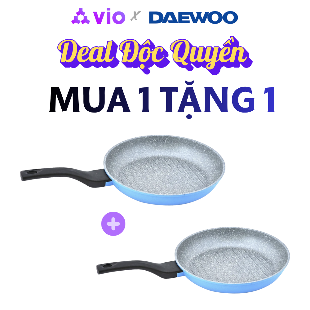[COMBO 3] 2 Chảo Nướng Vân Đá 5 Lớp Siêu Bền 28cm Made In Korea ECORAMIC ECPN-ST28GR  | FREESHIP