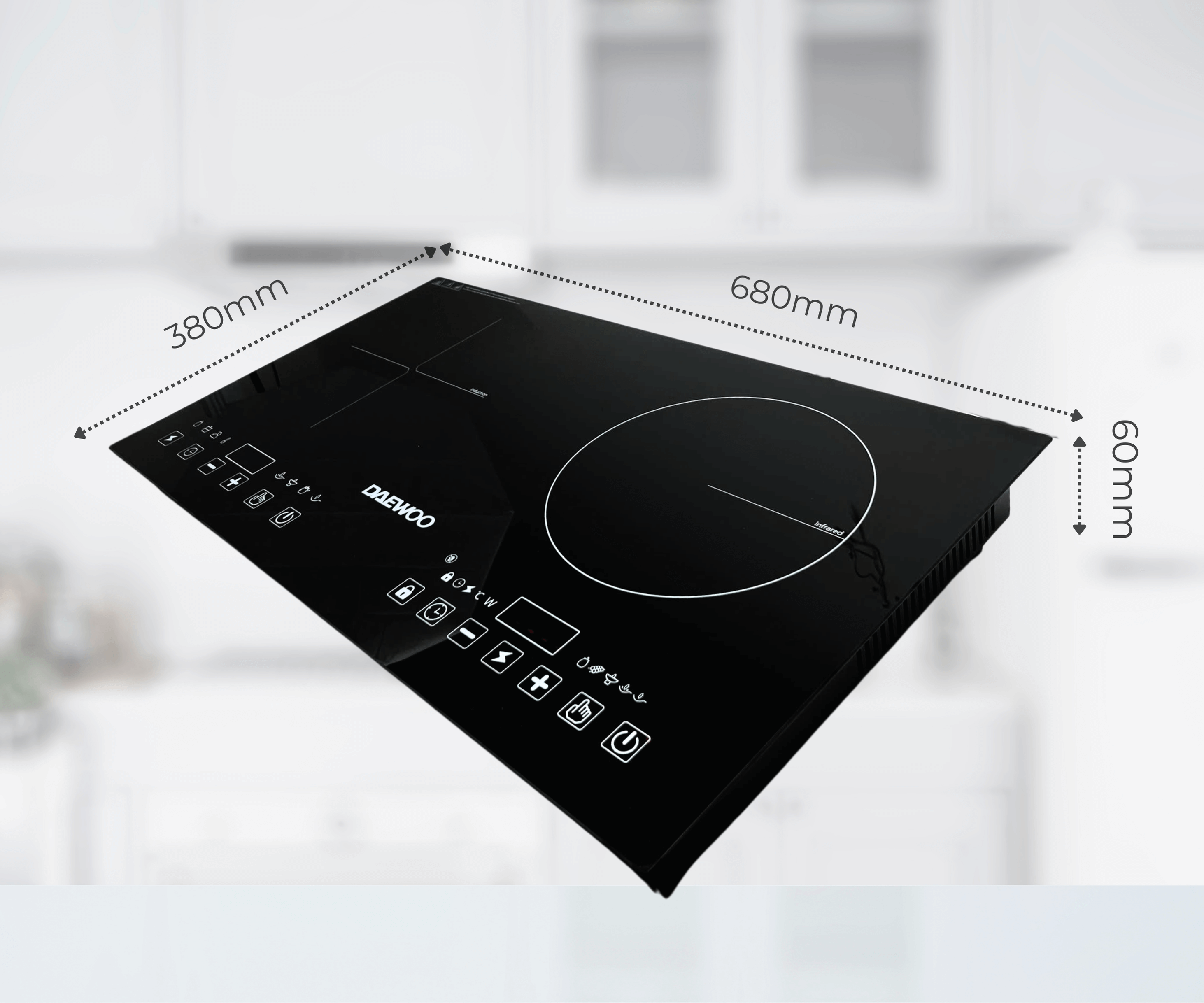 [Urbox] Bếp Đôi Điện Từ Hồng Ngoại Daewoo DWHB-3801C, mặt kính pha lê bóng 3800W