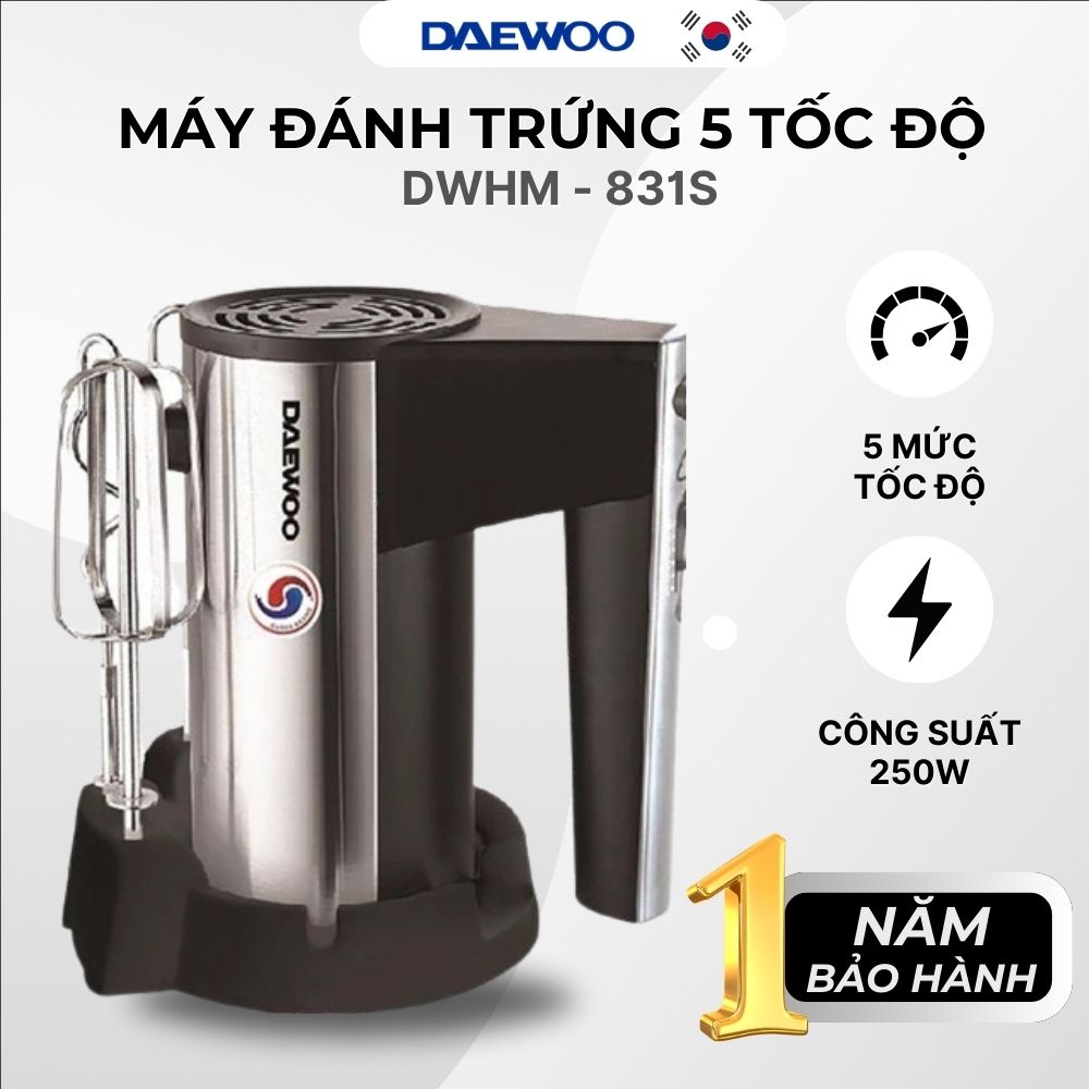 Máy đánh trứng Daewoo 5 tốc độ, công suất 250W DWHM-831S bảo hành 12 tháng