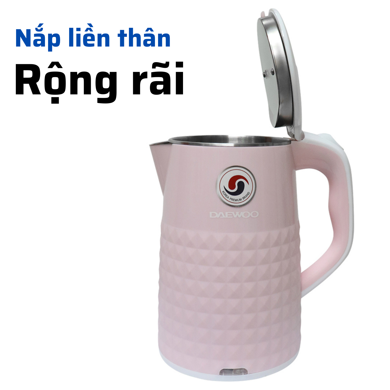 Ấm siêu tốc Daewoo DEK-MF180 (1.7L) công suất lớn 1500w nhanh sôi, bảo hành 12 tháng