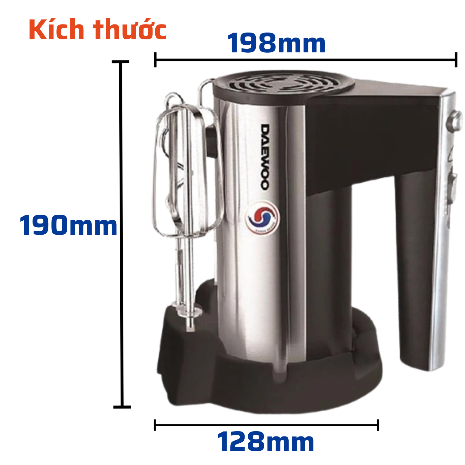 Máy đánh trứng Daewoo 5 tốc độ, công suất 250W DWHM-831S bảo hành 12 tháng