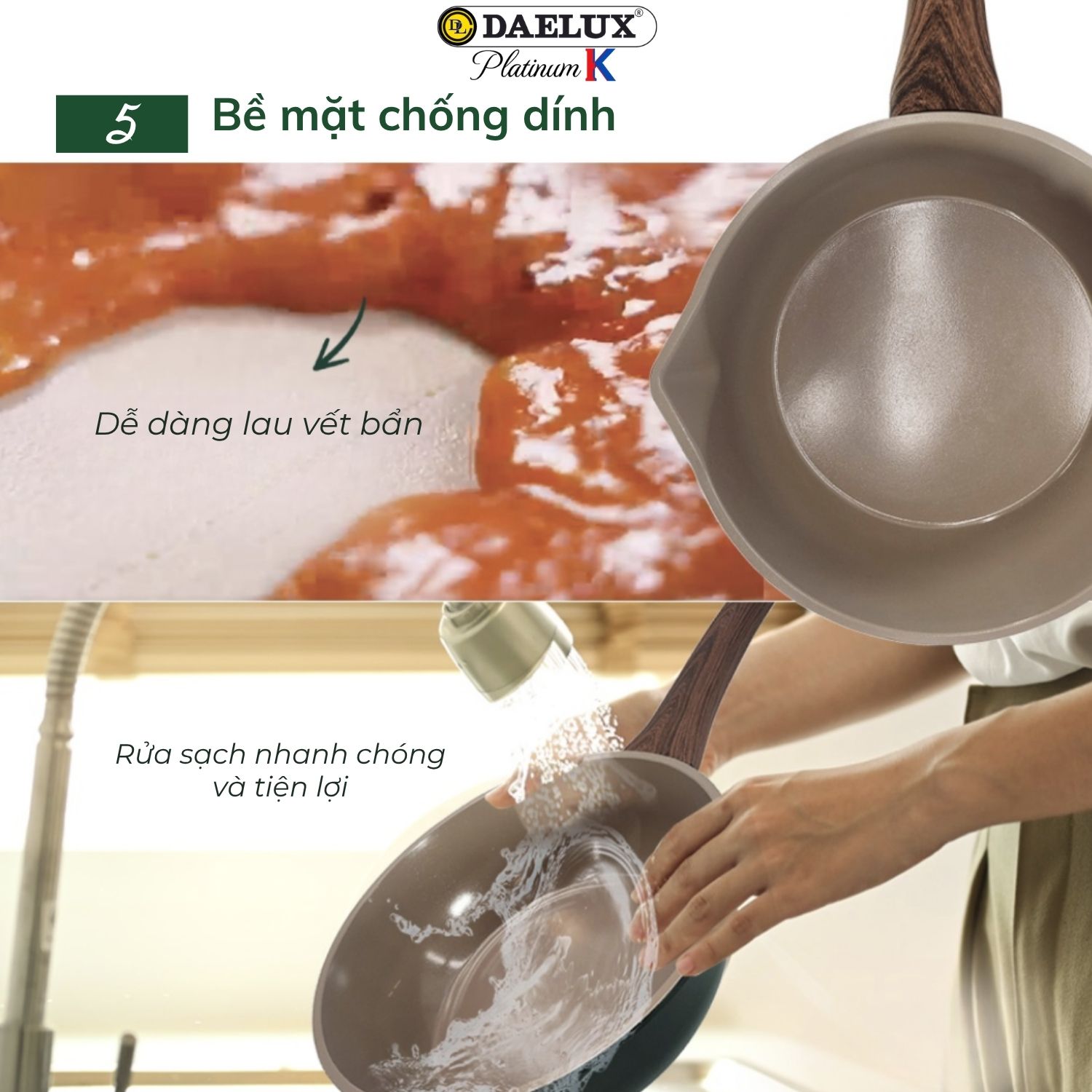 Chảo sâu Hàn Quốc DLPCR-24IH công nghệ đáy từ cao cấp, nhôm đúc nguyên khối, chống dính Ceramic