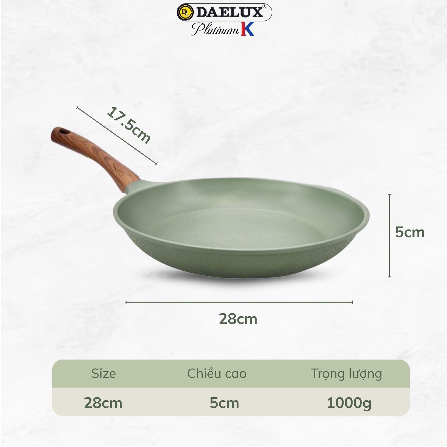 Chảo Hàn Quốc DLP-28IH/ DLWK-28IH công nghệ đáy từ cao cấp, nhôm đúc nguyên khối, chống dính Titaconia nonstick