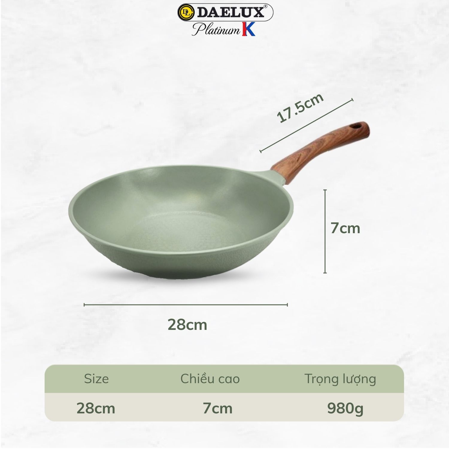 Chảo Hàn Quốc DLP-28IH/ DLWK-28IH công nghệ đáy từ cao cấp, nhôm đúc nguyên khối, chống dính Titaconia nonstick