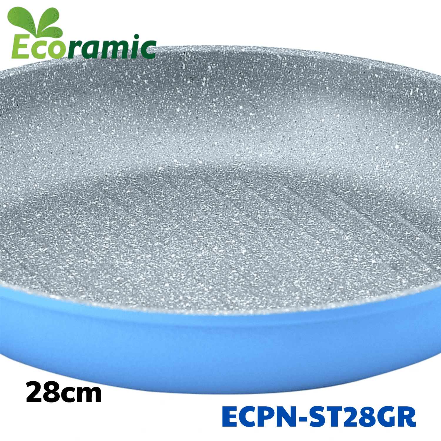 [COMBO 3] 2 Chảo Nướng Vân Đá 5 Lớp Siêu Bền 28cm Made In Korea ECORAMIC ECPN-ST28GR  | FREESHIP