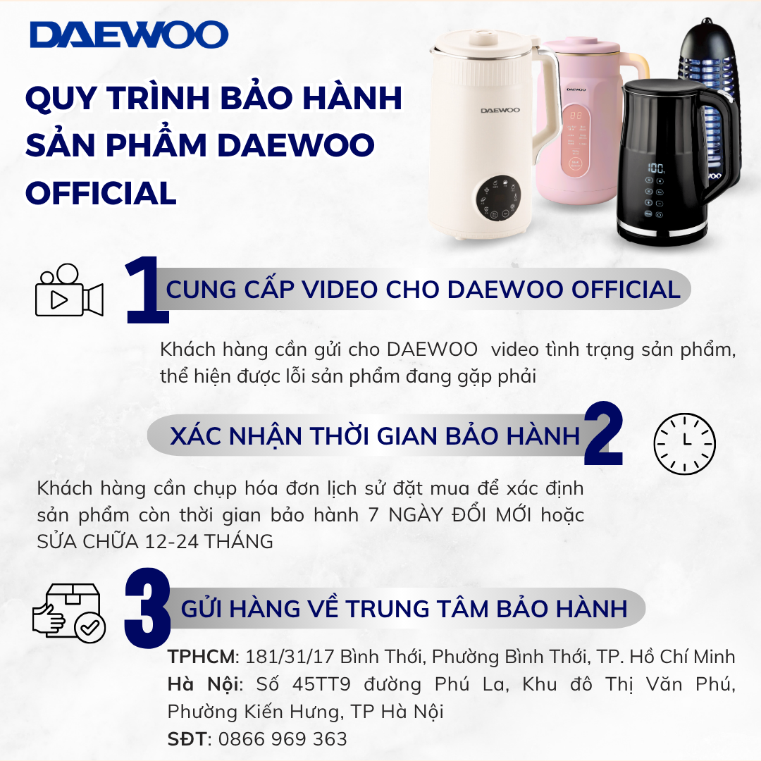 [COMBO 1] Máy Làm Sữa Hạt Daewoo 1L DWSM-1310 + Ly Xay Cầm Tay 450ML DWBL-4515 | FREESHIP
