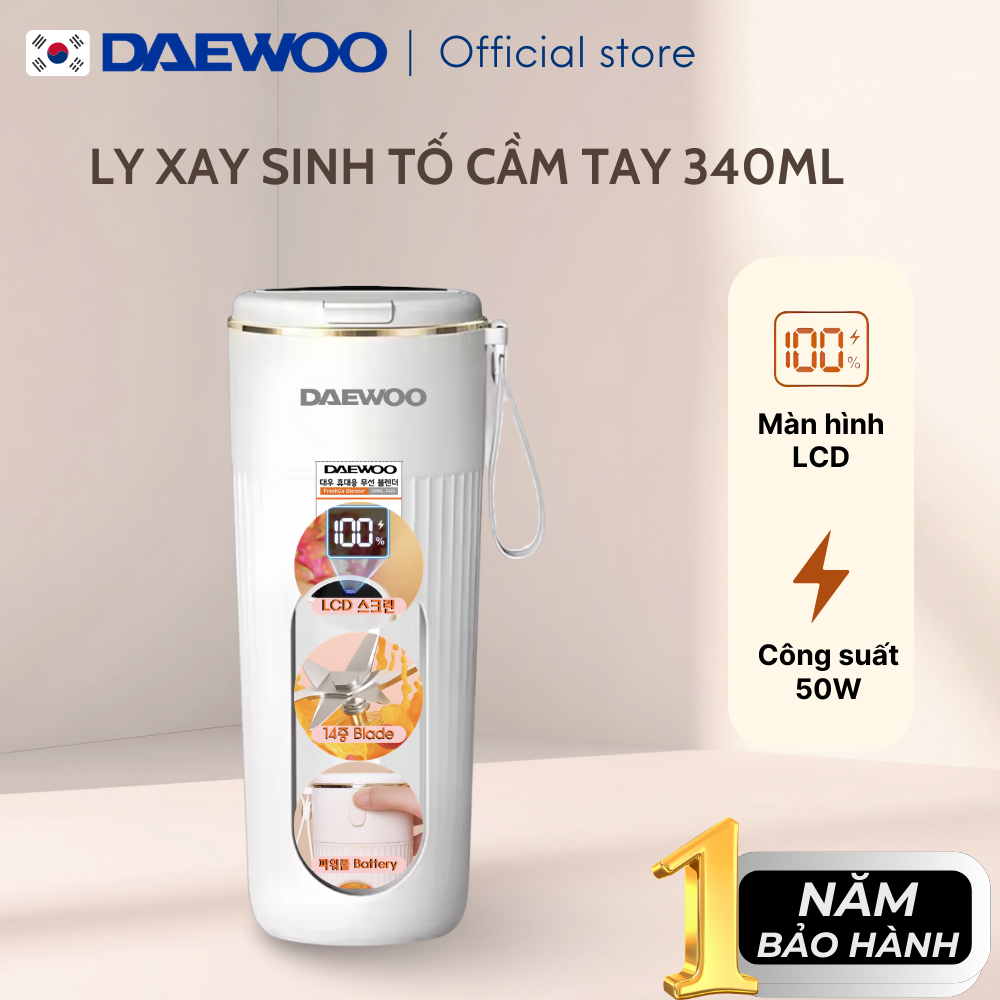 Ly Xay Cầm Tay DAEWOO DWBL-3424 (340ml), Ly Xay Sinh Tố, Trái Cây Mini tiện lợi