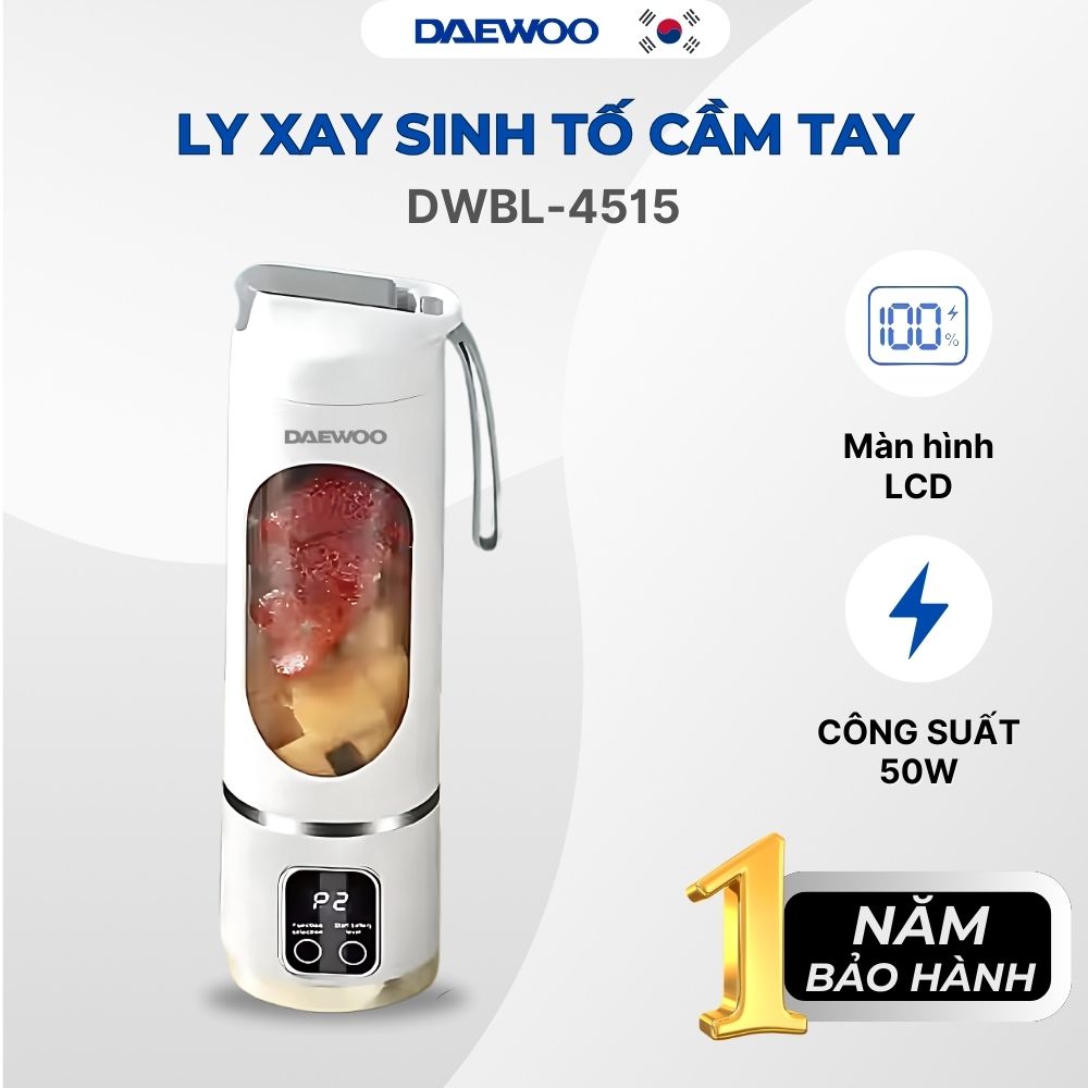 Máy xay cầm tay DAEWOO DWBL-4515 (450ml) Ly xay trái cây thông minh, nhỏ gọn, tiện lợi