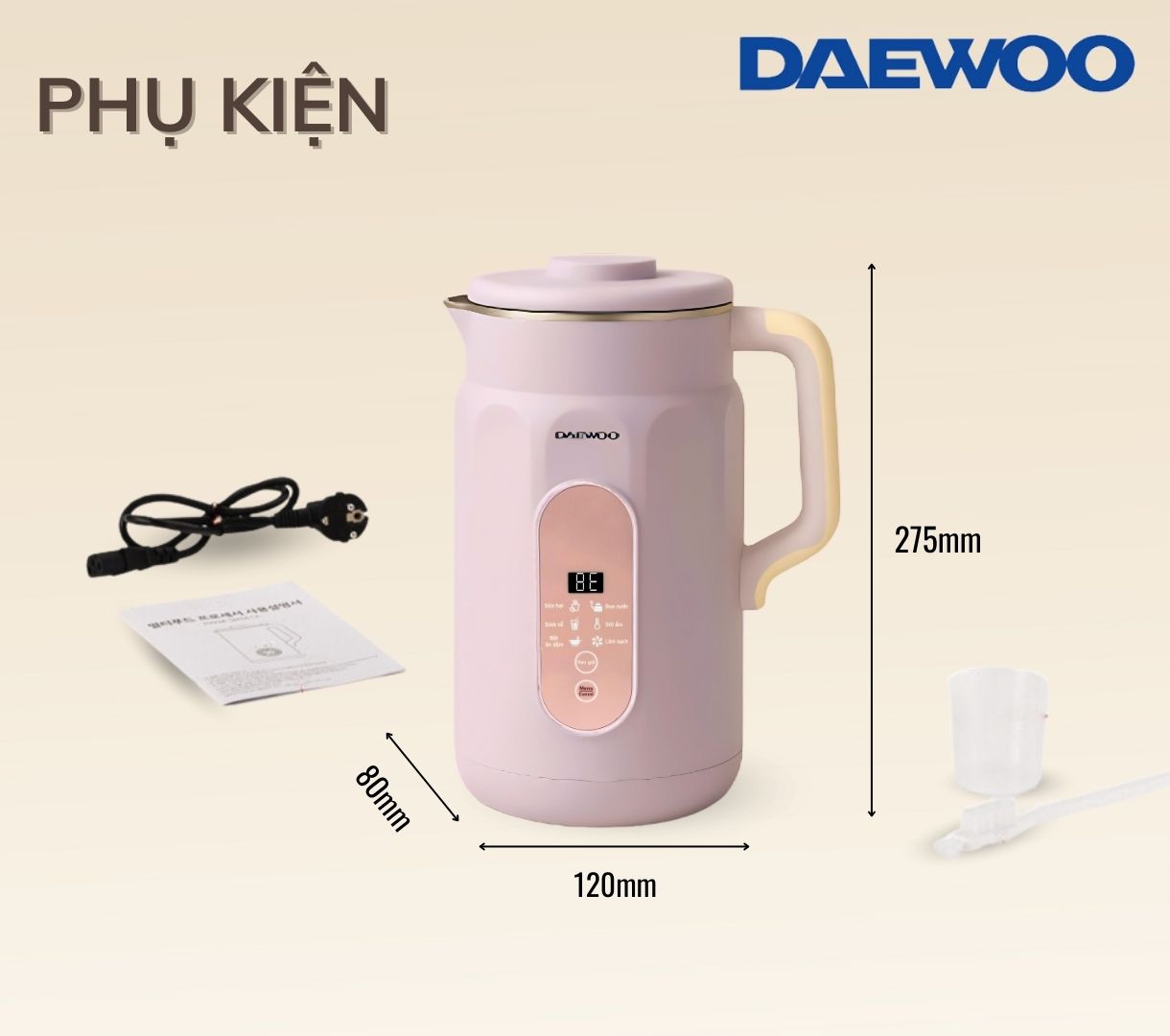 Máy Làm Sữa Hạt Daewoo DWSM-1310 1L, tặng Cẩm Nang 50 Công Thức - Máy Xay Nấu Đa Năng BH 2 năm