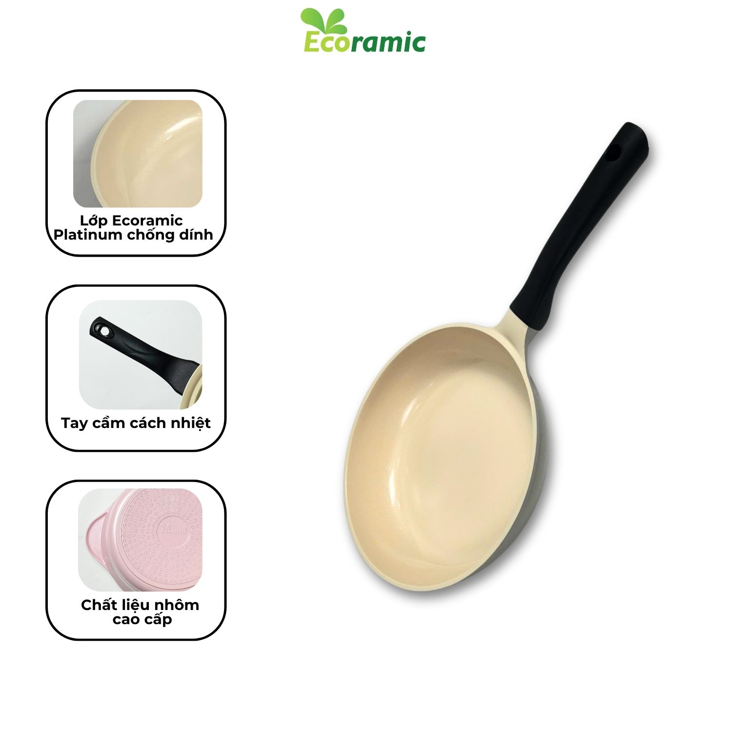 Bộ 5 nồi chảo cao cấp PEIHS5 chống dính Ecoramic có từ