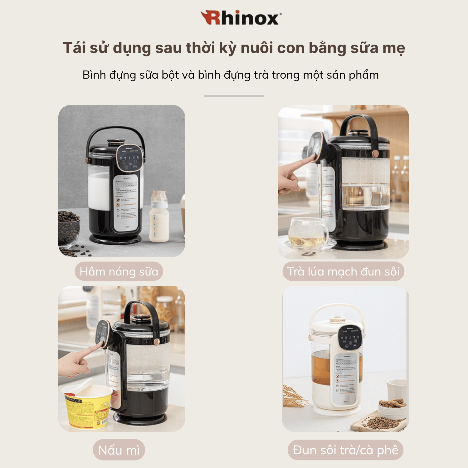 [COMBO 2] Bình Đun Đa Năng 2L RXHX-PM801A + Máy Vắt Cam Xoay  200ML DEM-JK580 | FREESHIP
