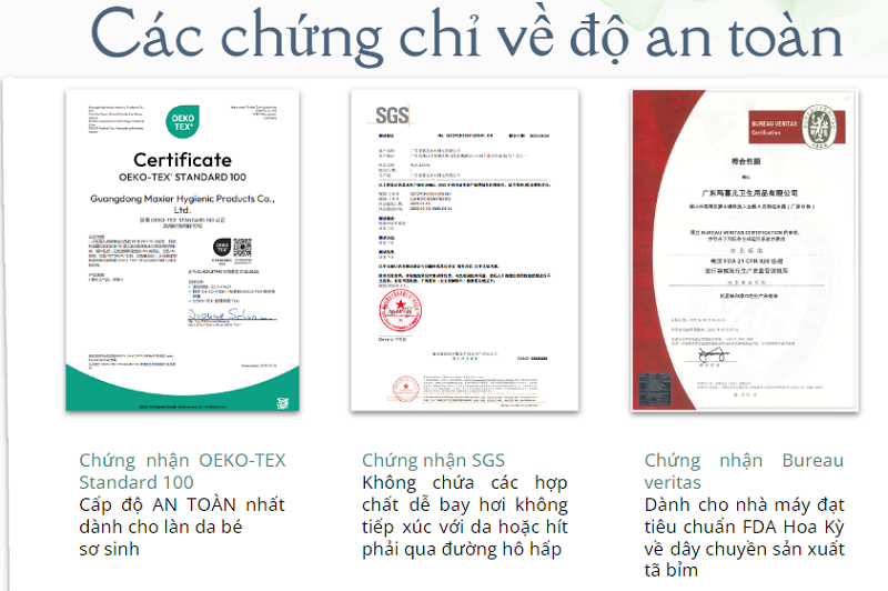 Các chứng chỉ về độ an toàn của BebeJOY