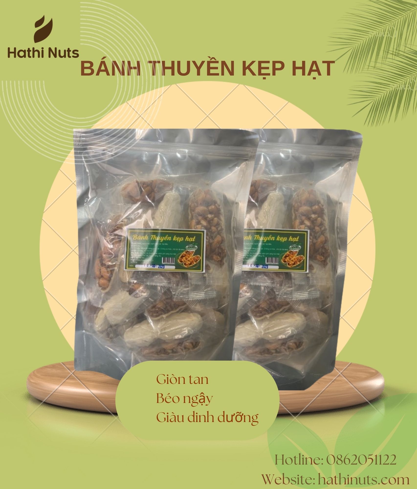 Bánh thuyền kẹp hạt dinh dưỡng (500gram)