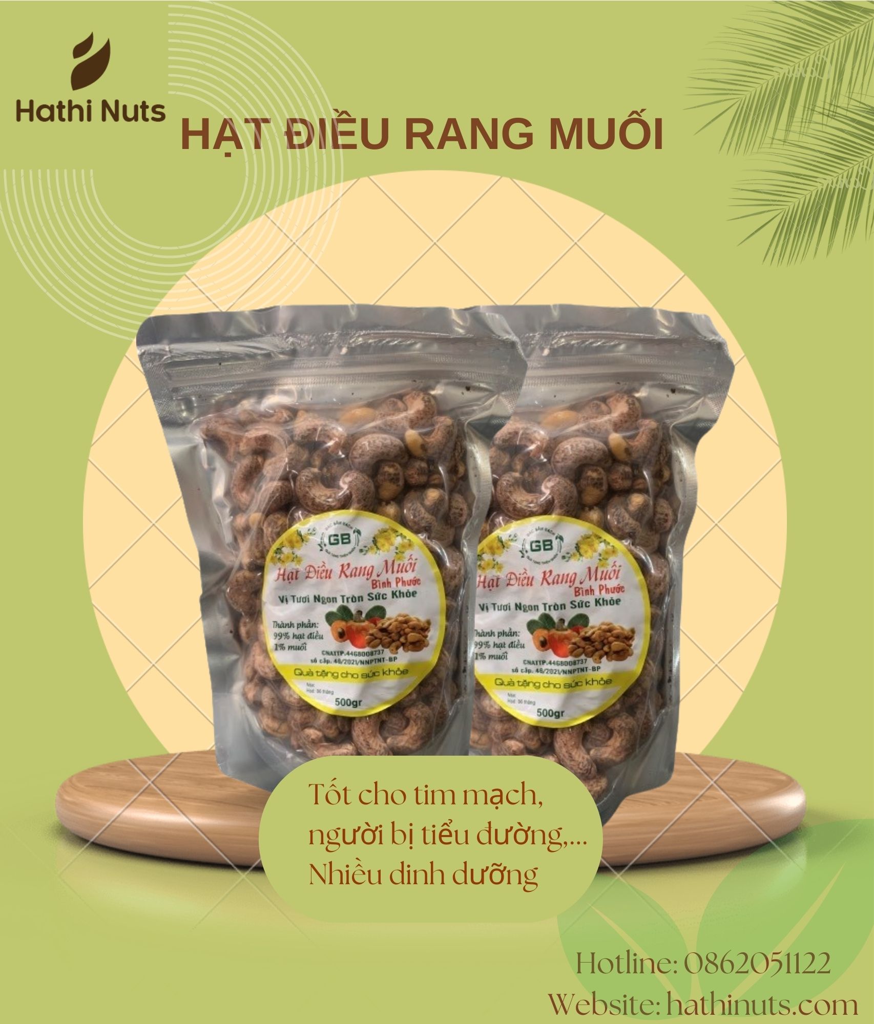 Hạt điều rang muối (500gram,túi zip)