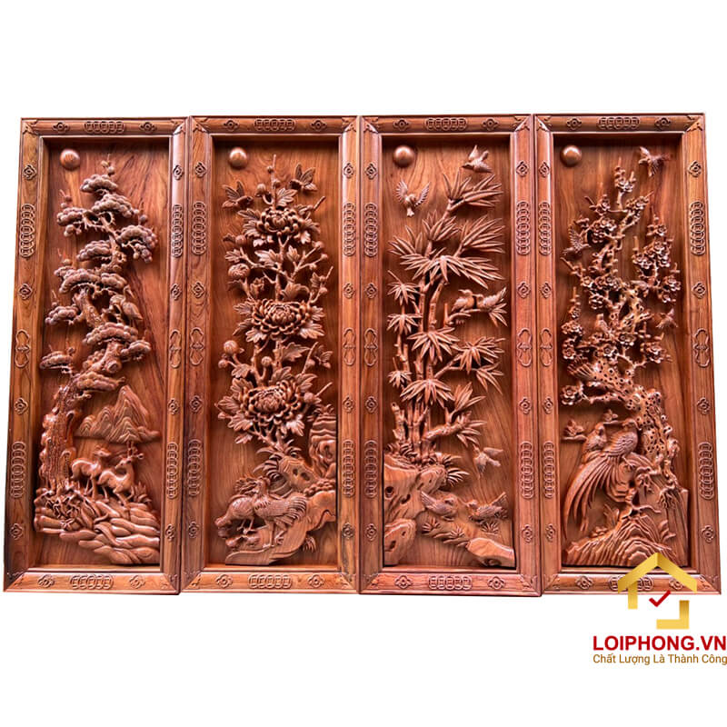 Tranh Tứ Quý Gỗ Đẹp