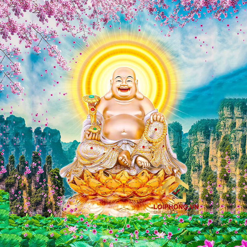 Hình ảnh Phật Di Lặc cùng vác gậy như ý mang đến điềm lành 03