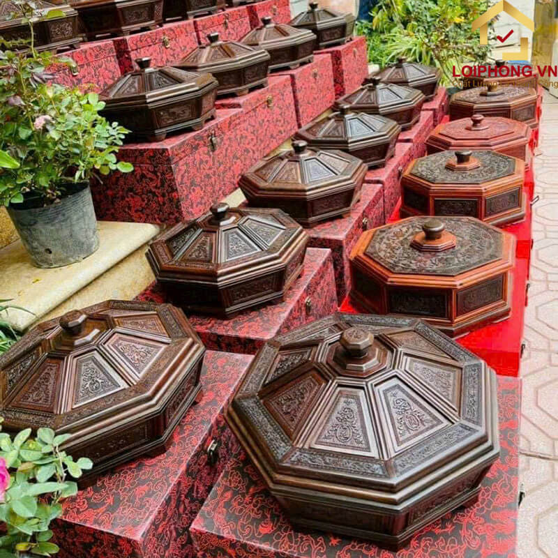 Hộp đựng mứt tết bằng gỗ đẹp