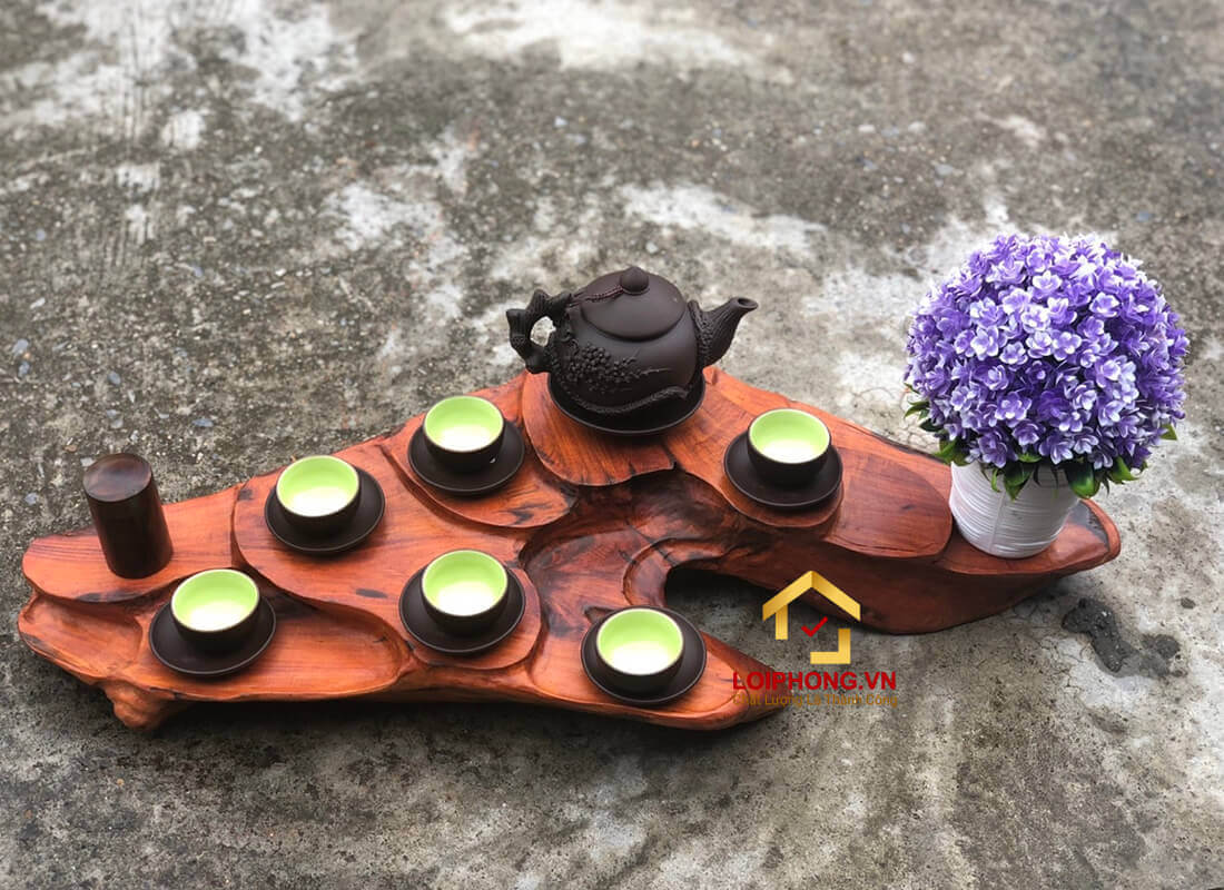 1. Khay trà gỗ trắc kích thước 80x35x11 cm