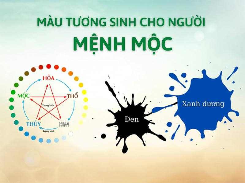 Đen, xanh dương là màu sắc tương sinh của mệnh Mộc