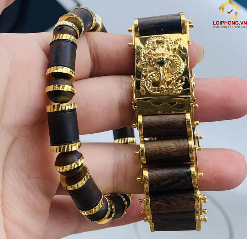 Vòng trầm hương bọc vàng 18k cao cấp