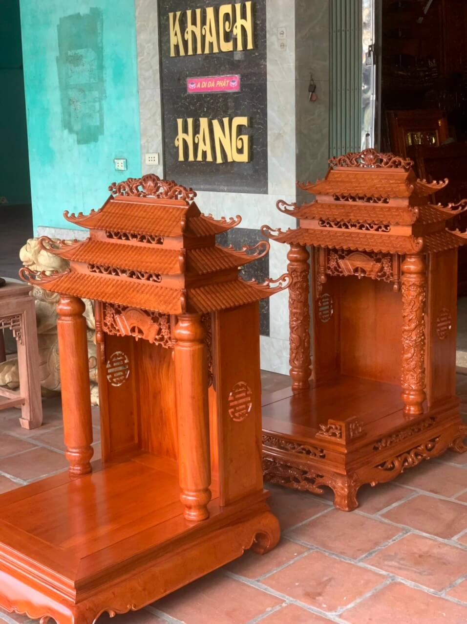 Bàn thờ Ông Địa Thần Tài ba mái cột tròn 61x81x127 cm