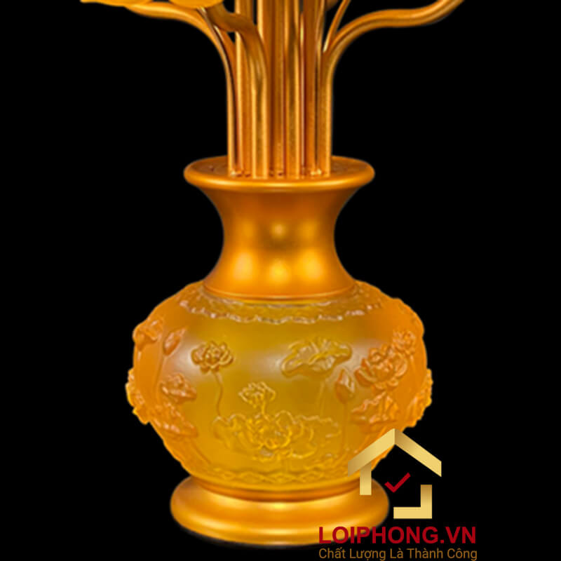 Đèn thờ hoa sen 9 bông nở rộ cao 55 cm