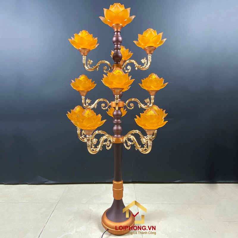 Đèn Thờ Hoa Sen Tịnh Thế Hoa Khai 13 bông cao 130cm