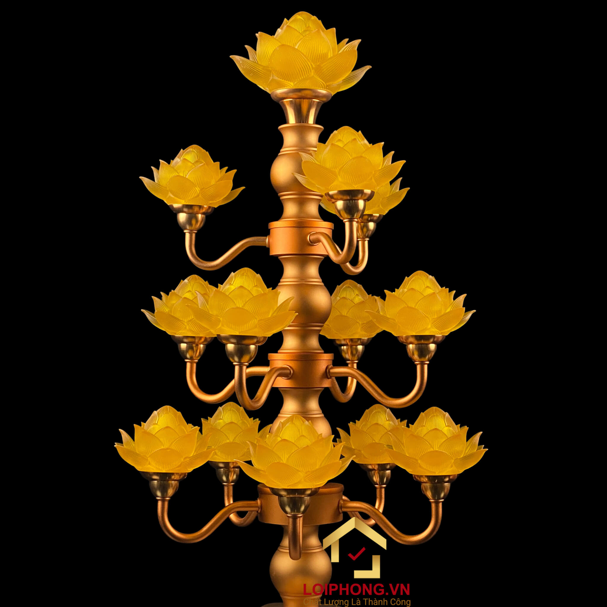 Đèn Thờ Hoa Sen 13 bông đế con voi cao 74cm