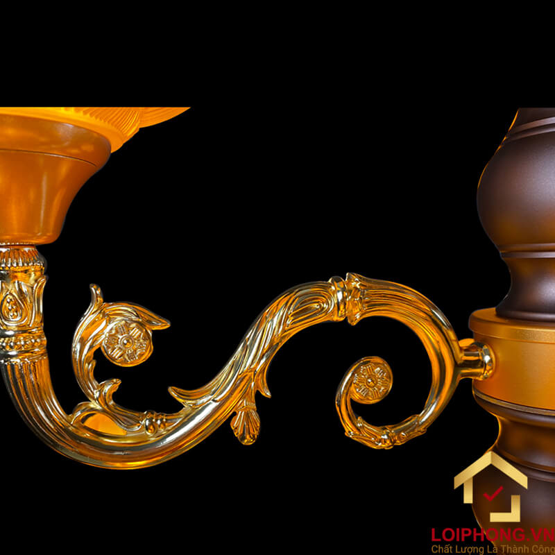 Đèn Thờ Hoa Sen Thủy Lưu Ly thân cổ 19 bông nở vàng cao 160cm