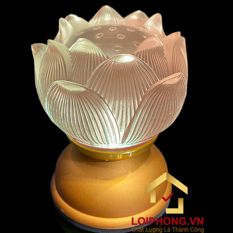 Đèn Thờ Thất Phật Dược Sư tích điện bông sen cụp