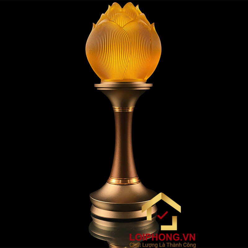 Đèn Thờ Hoa Sen Búp Lưu Ly Thân Hợp Kim Đồng cao cấp