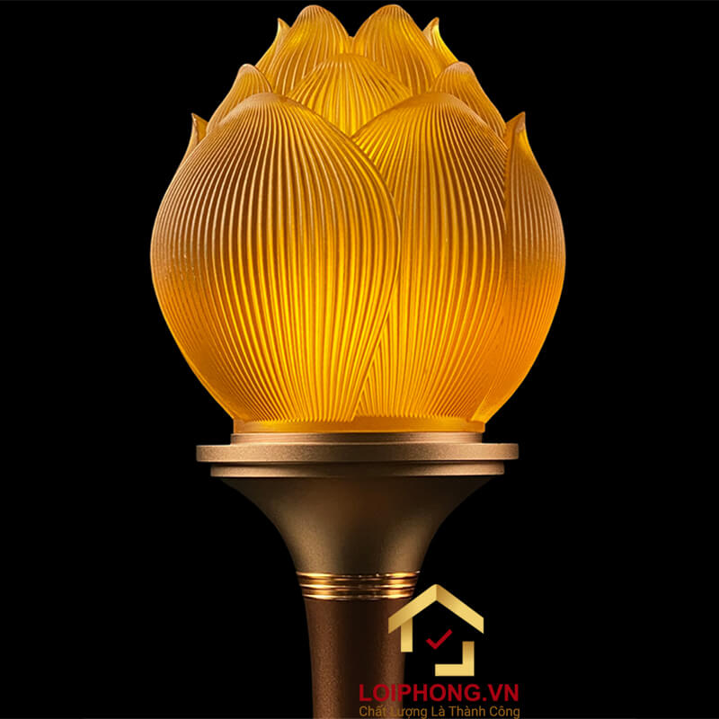 Đèn Thờ Hoa Sen Búp Lưu Ly Thân Hợp Kim Đồng cao cấp