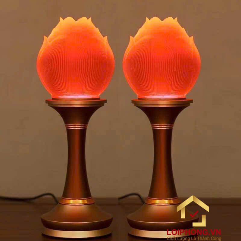 Đèn Thờ Hoa Sen Búp Lưu Ly Thân Hợp Kim Đồng cao cấp