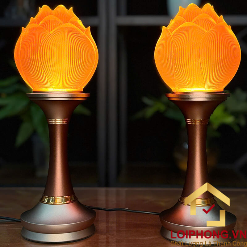 Đèn Thờ Hoa Sen Búp Lưu Ly Thân Hợp Kim Đồng cao cấp